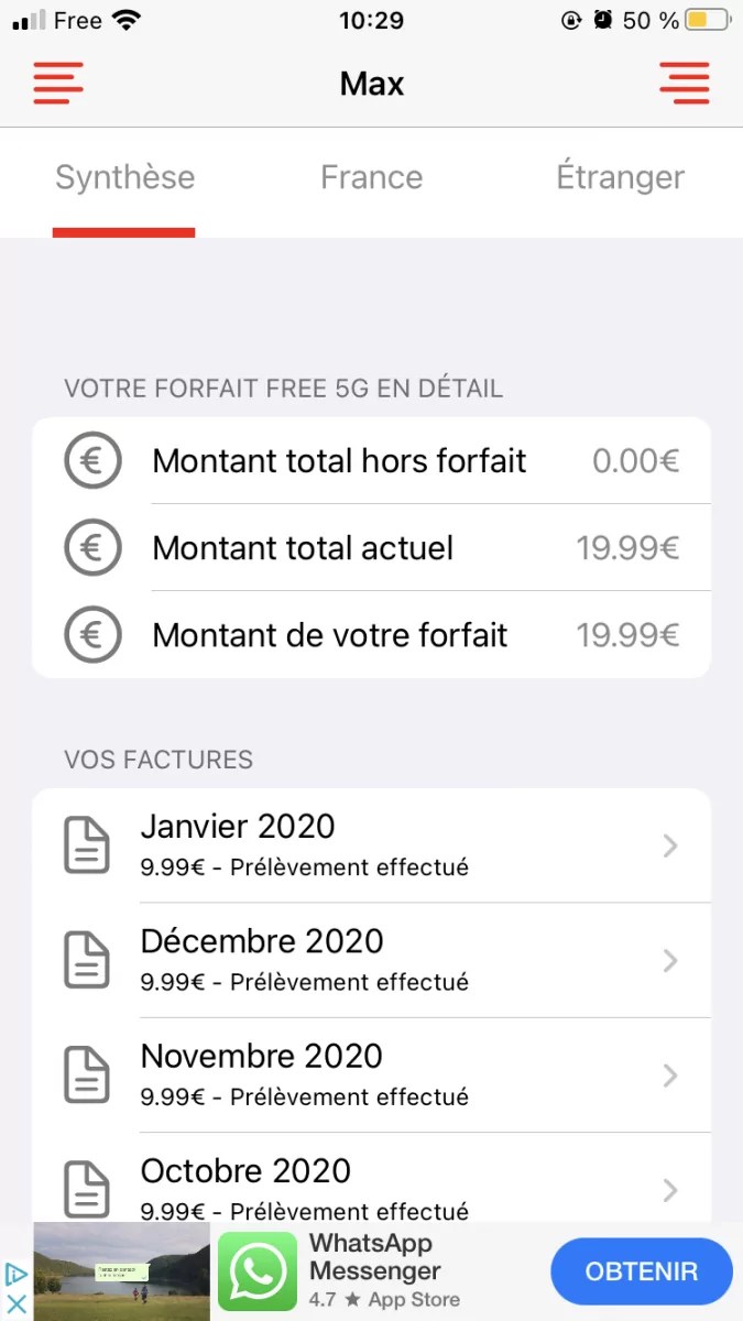 Assistance Free Consulter mes factures forfait Mobile