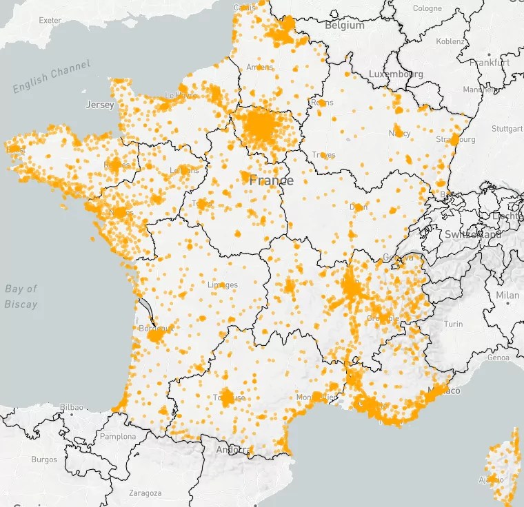 Déploiement 4G Carte Comparatif du déploiement de la 4G++ Free très en avance sur SFR