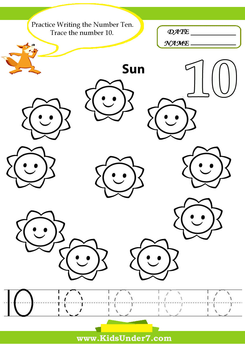 Kids Under 7 Number Tracing Worksheets Samples