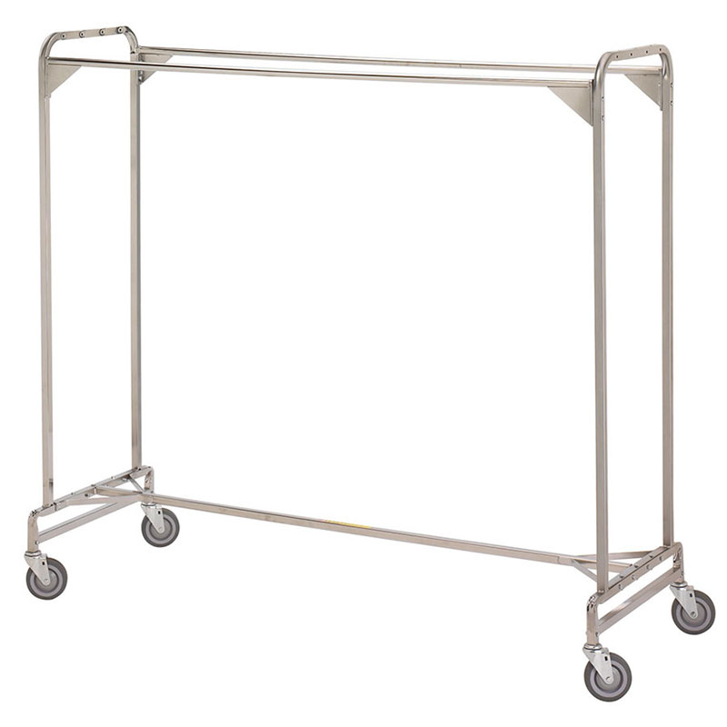 R&B Wire Portable Metal Double Bar Garment Storage Rack UnoClean