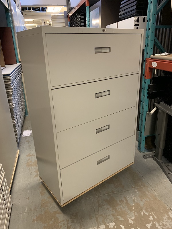 4 Drawer Lateral Filing Grey Steelcase 800 Series Chrome Handle