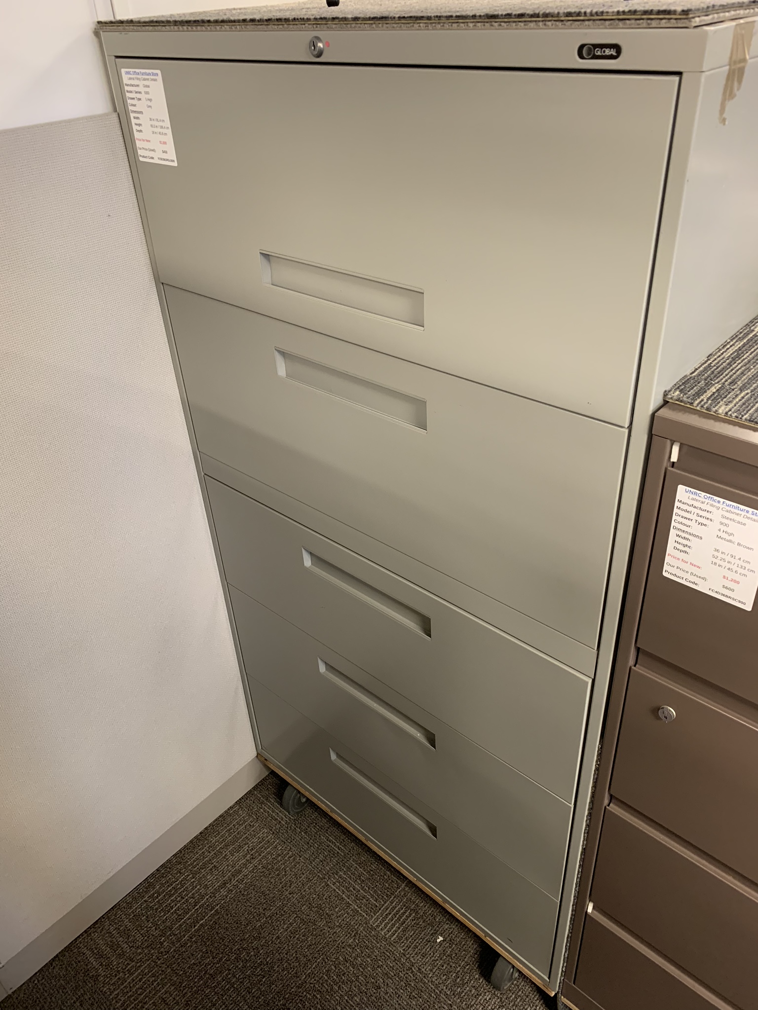 5 Drawer Lateral Filing Grey Global 9300
