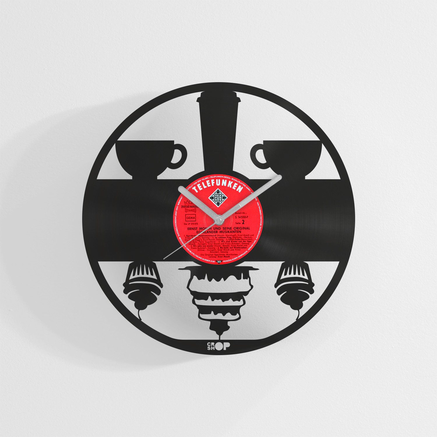 Coffee lover wall clock from upcycled vinyl record (LP) Upcycle That