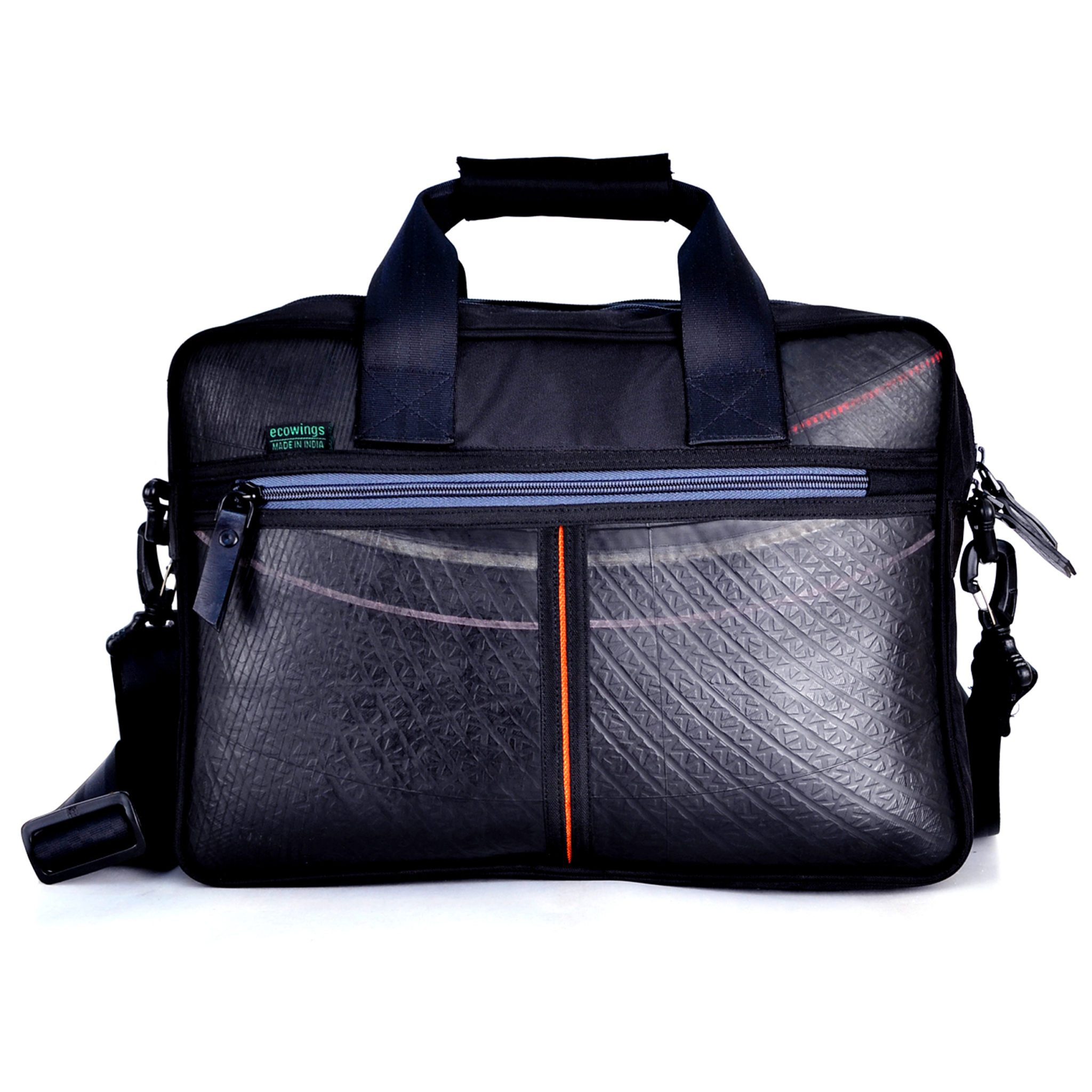 Vegan leather laptop bag Grey Zip Upcycle That