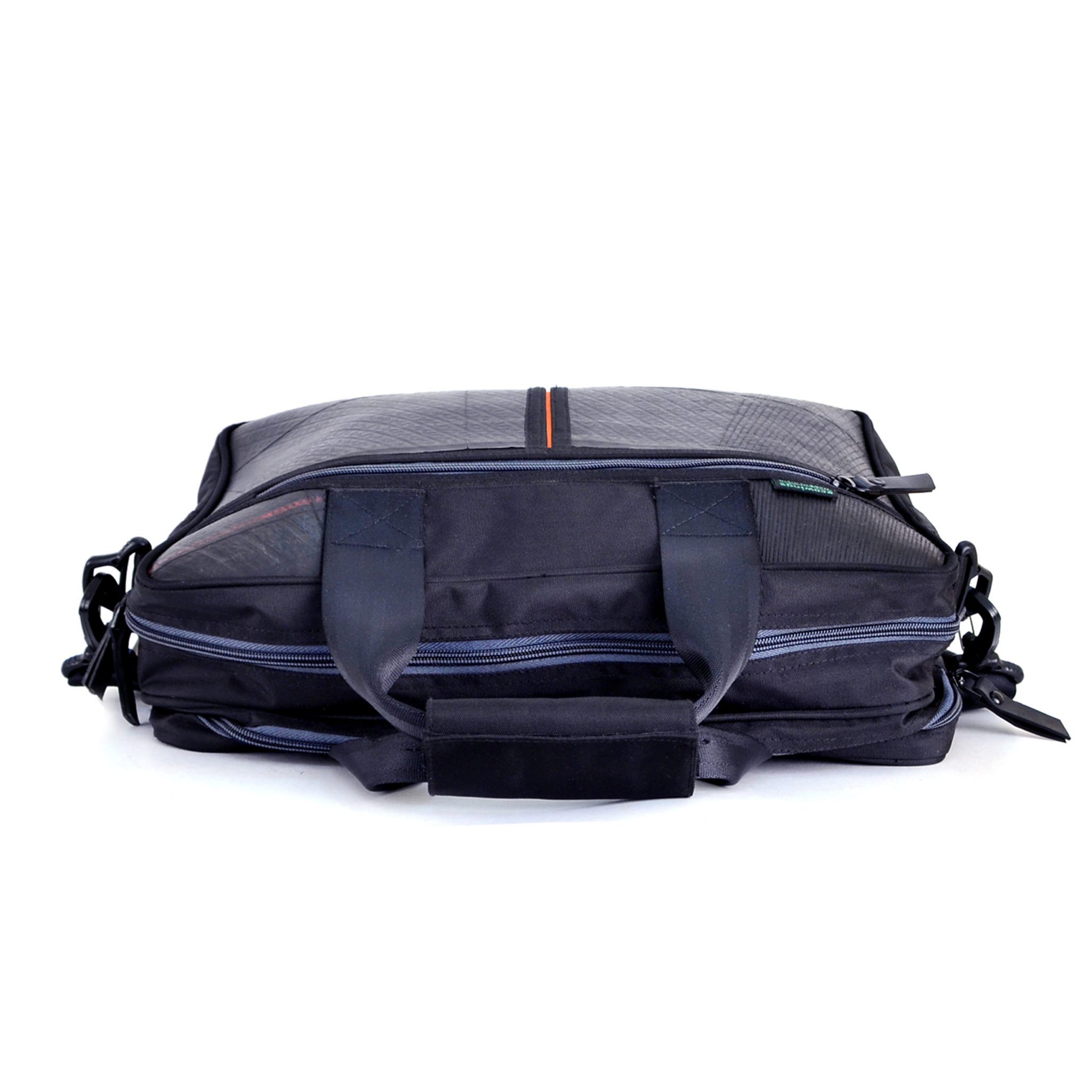 Vegan leather laptop bag Grey Zip Upcycle That