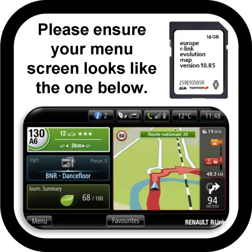 Renault RLink Evolution TomTom Map Update V10.85 SD Card 2022 UK