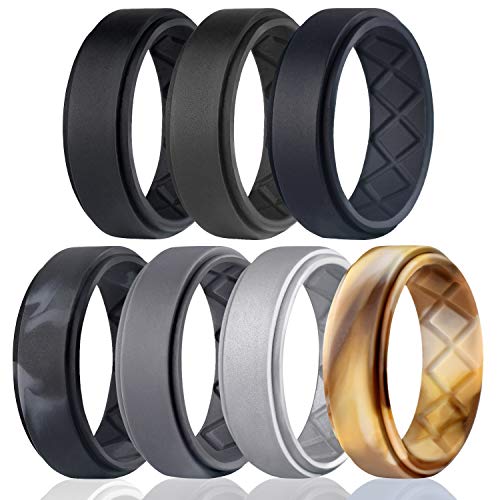 Egnaro Silicone Wedding Ring for Men, Breathable Mens' Rubber Wedding