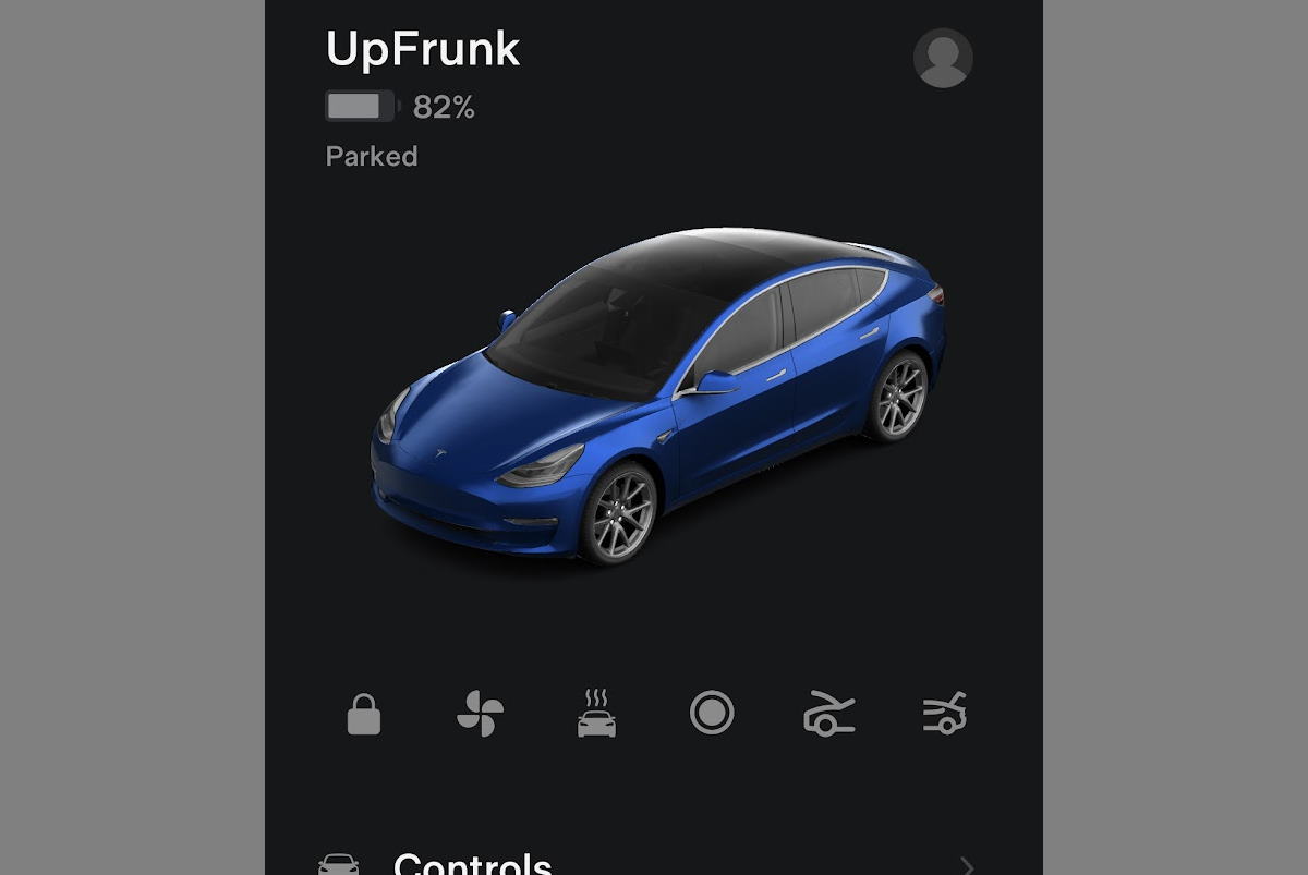 Add extra shortcut icons to the Tesla app UpFrunk