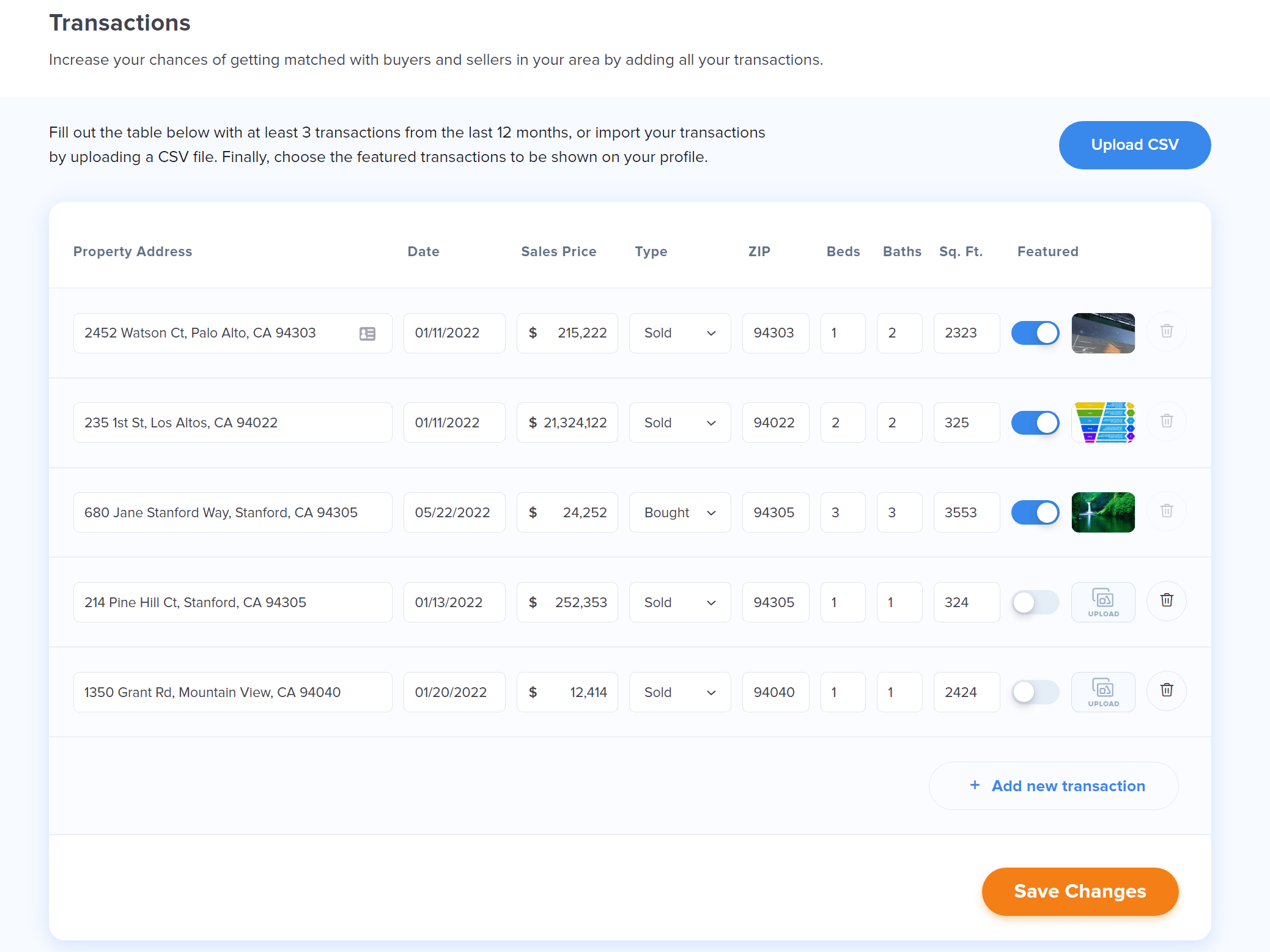 Adding Transactions to Your Agent Profile UpNest Help Center