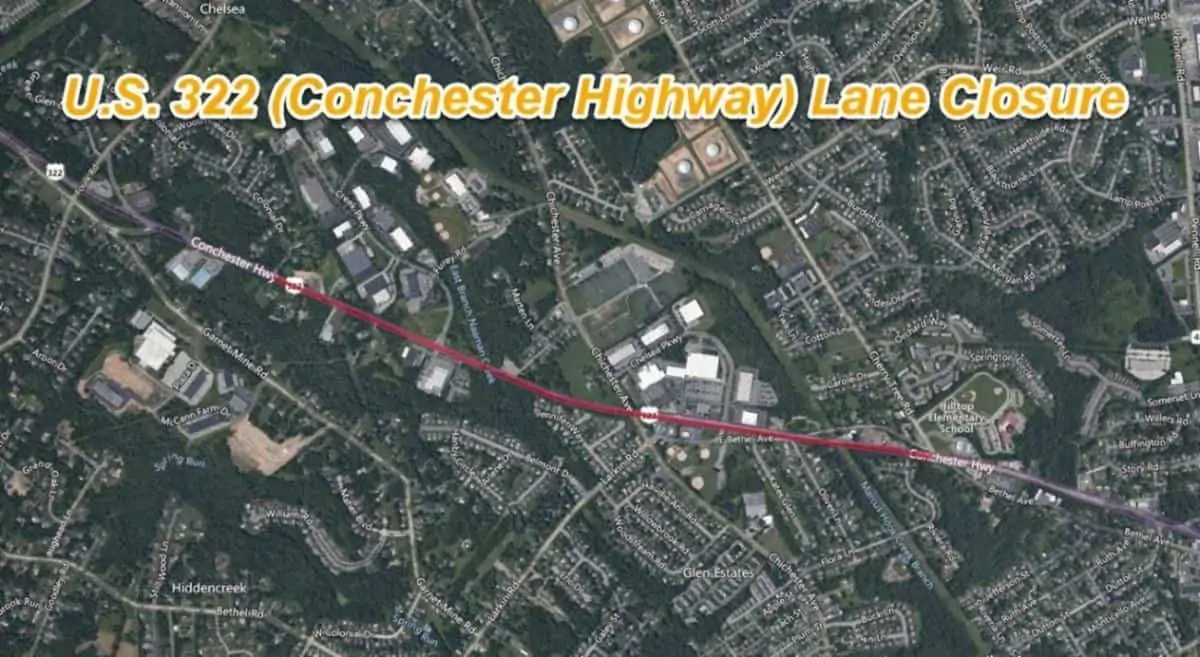 Upper Chichester Lane Closures Week of 8/88/14/2021 Upper Chichester