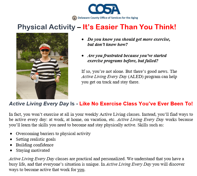 Active Living Every Day Classes Starting January 23 Upper Chichester