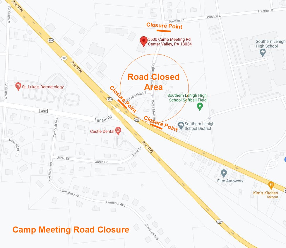 Camp Meeting Road Detour Begins Soon Upper Saucon Township Lehigh