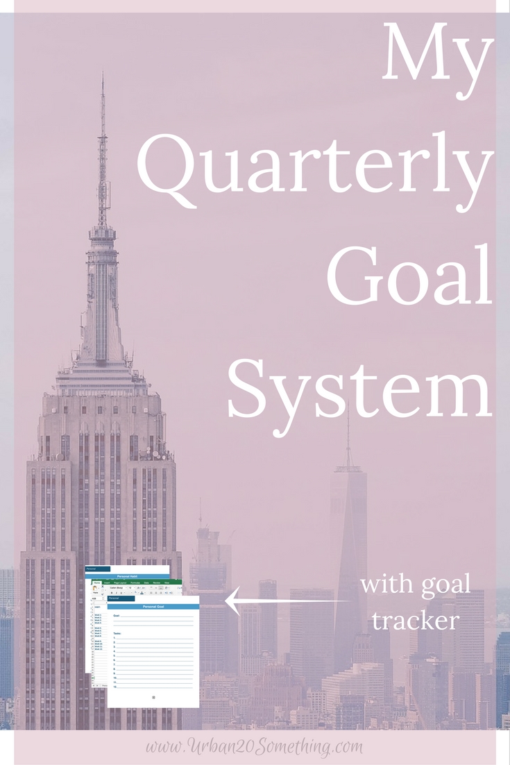 My quarterly goal system has been the best way to achieve my goals. Monthly goals aren't long enough and New Years resolutions are too long! Click through to learn my entire quarterly goal system and get your free guide and tracking spreadsheets to go with it