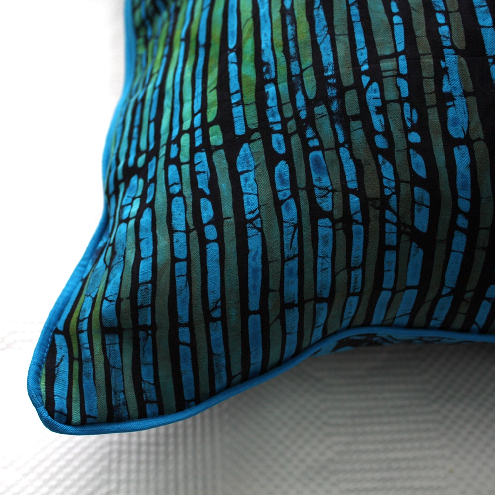 Blue Green African Batik Cushion
