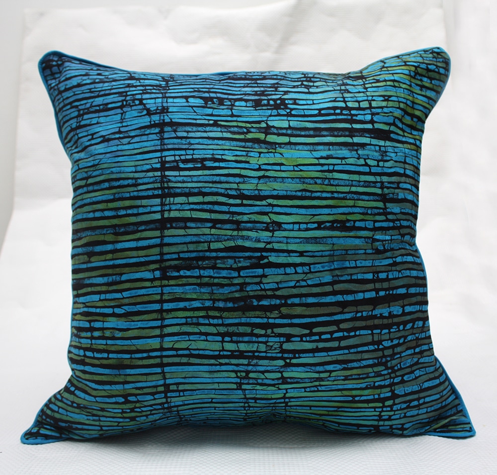 Blue Green African Batik Cushion