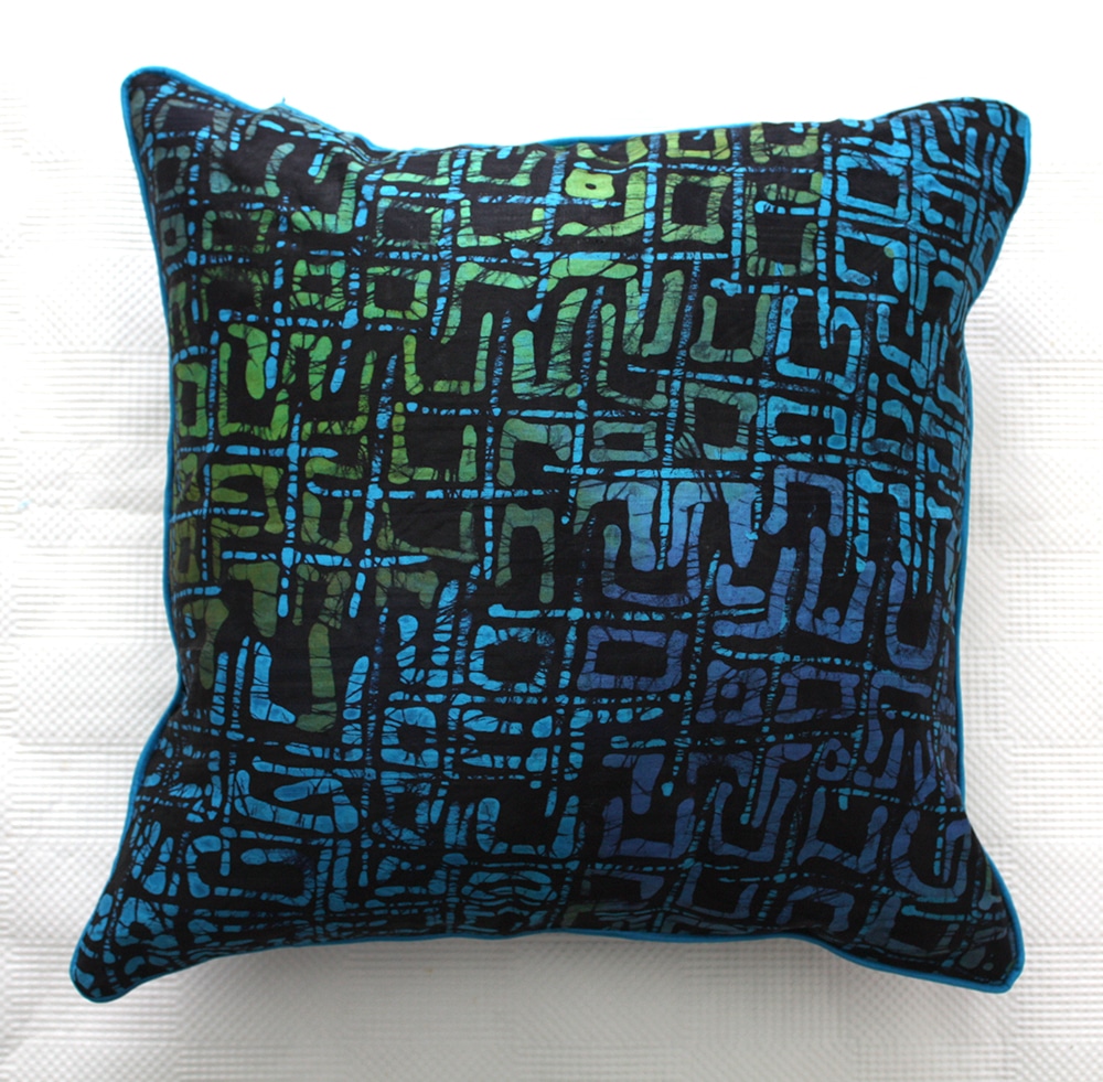 Blue Green African Batik Cushion