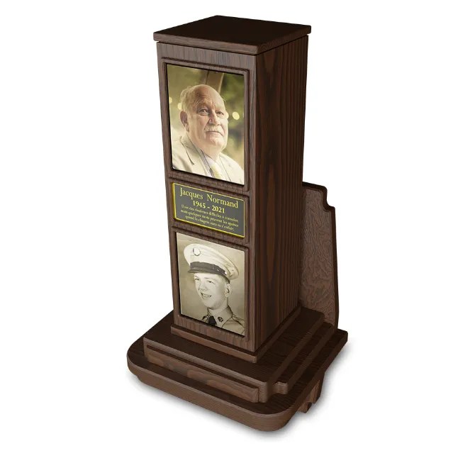 Alto Funeral urn Personalised with classic wood Pedestal & wall mount