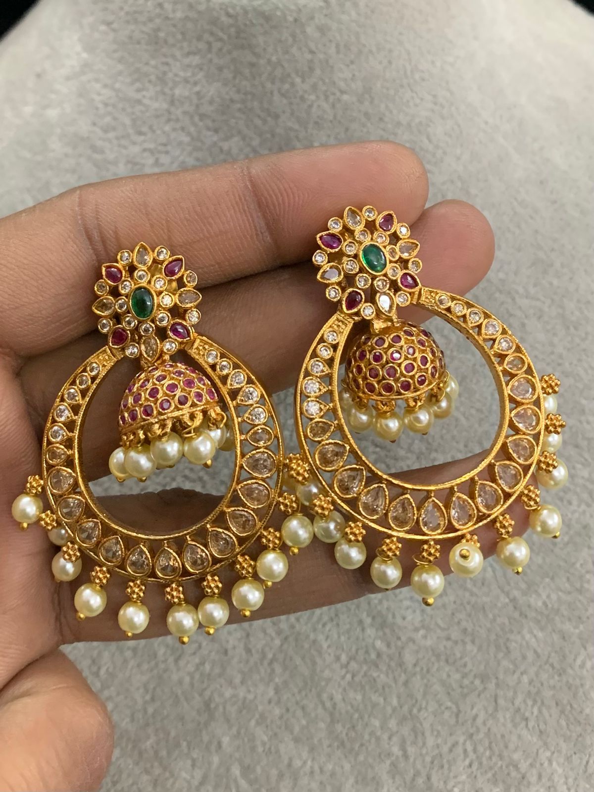 Chandbali Earrings Urvaa One Gram Gold Chandbali Earrings Jewellery