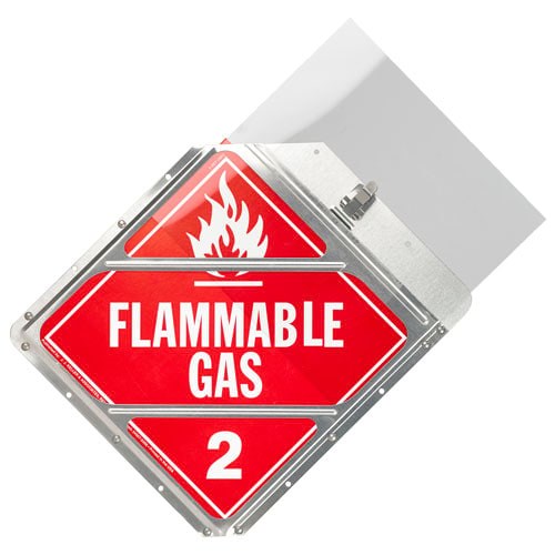 Heavy Duty Riveted Aluminum Placard Holder w Placard Shield, Hazmat