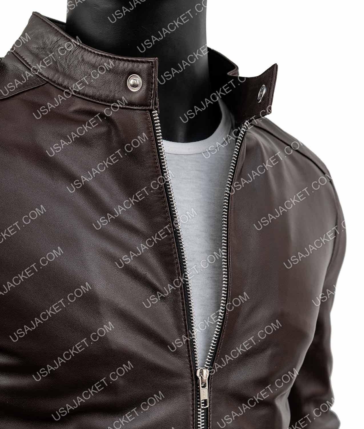Chocolate Brown Mens Standard Casual Leather Jacket USA Jacket