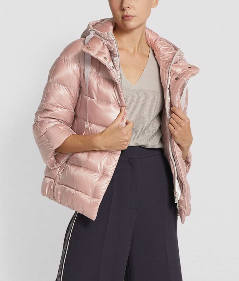 Light Pink Puffer Jacket Velvet Pink Puffer Jacket With Hood