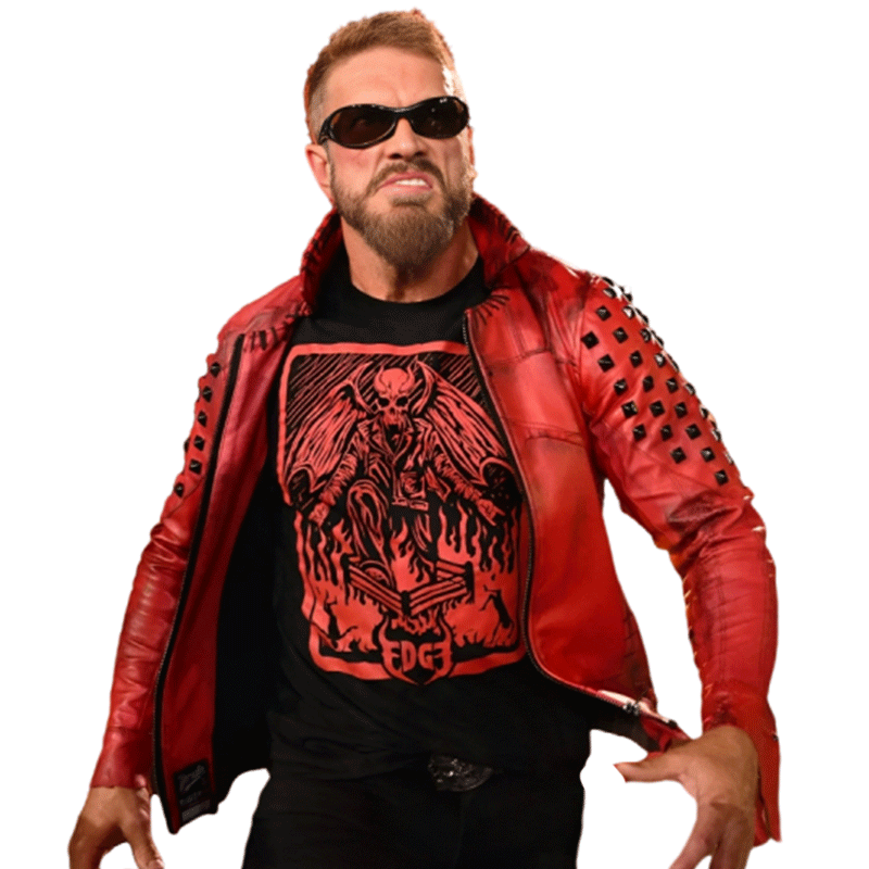 WWE Edge Red Studded Leather Jacket Newly Studded Leather Jackat