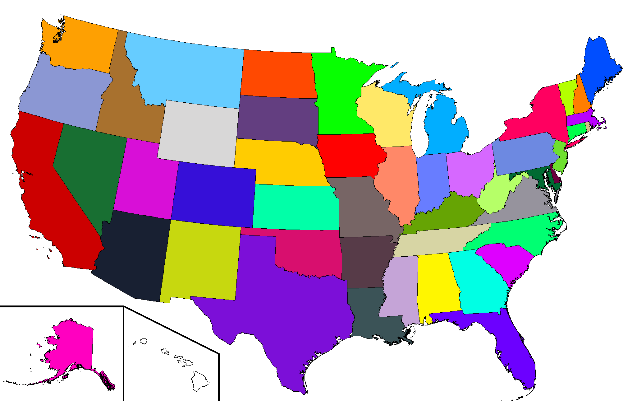 Interactive Us Map Color Podział terytorialny « USA Trip