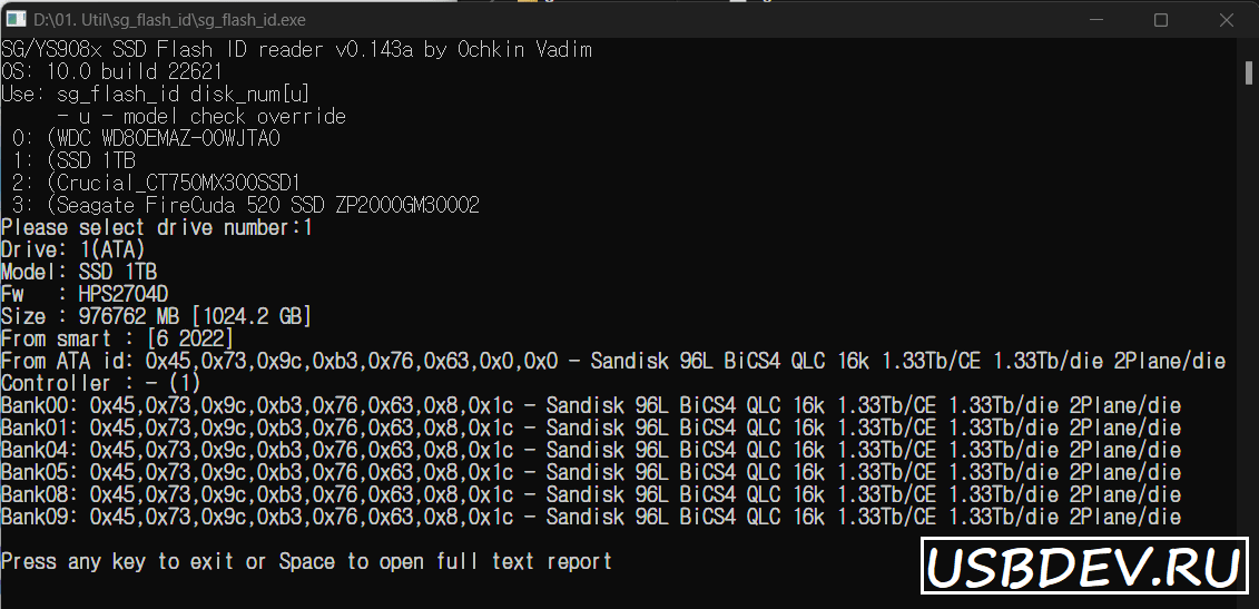 SG/YS908x SSD Flash ID reader v0.143a (sg_flash_id) [USBDev.ru]