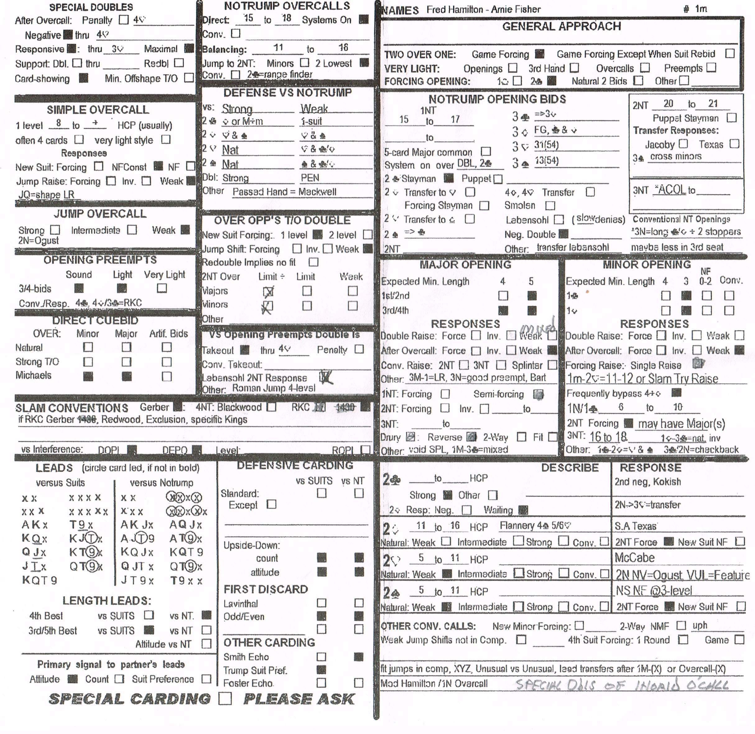 Acbl Convention Card / Convention Cards ACBL Resource Center THE IMAGES REFERENCE PORTAL