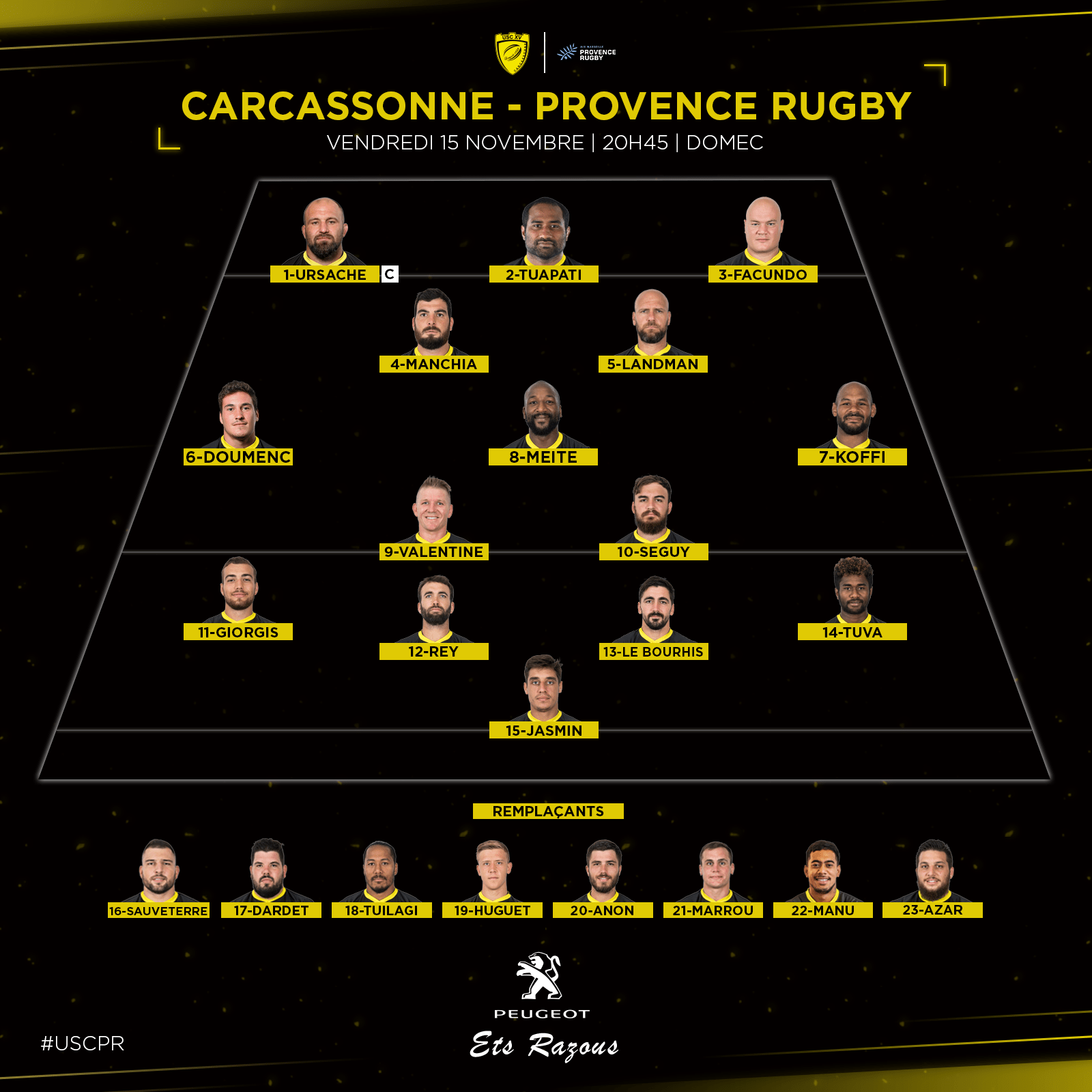 Kaart Frankrijk Provence Rugby Le XV pour Provence US Carcassonne