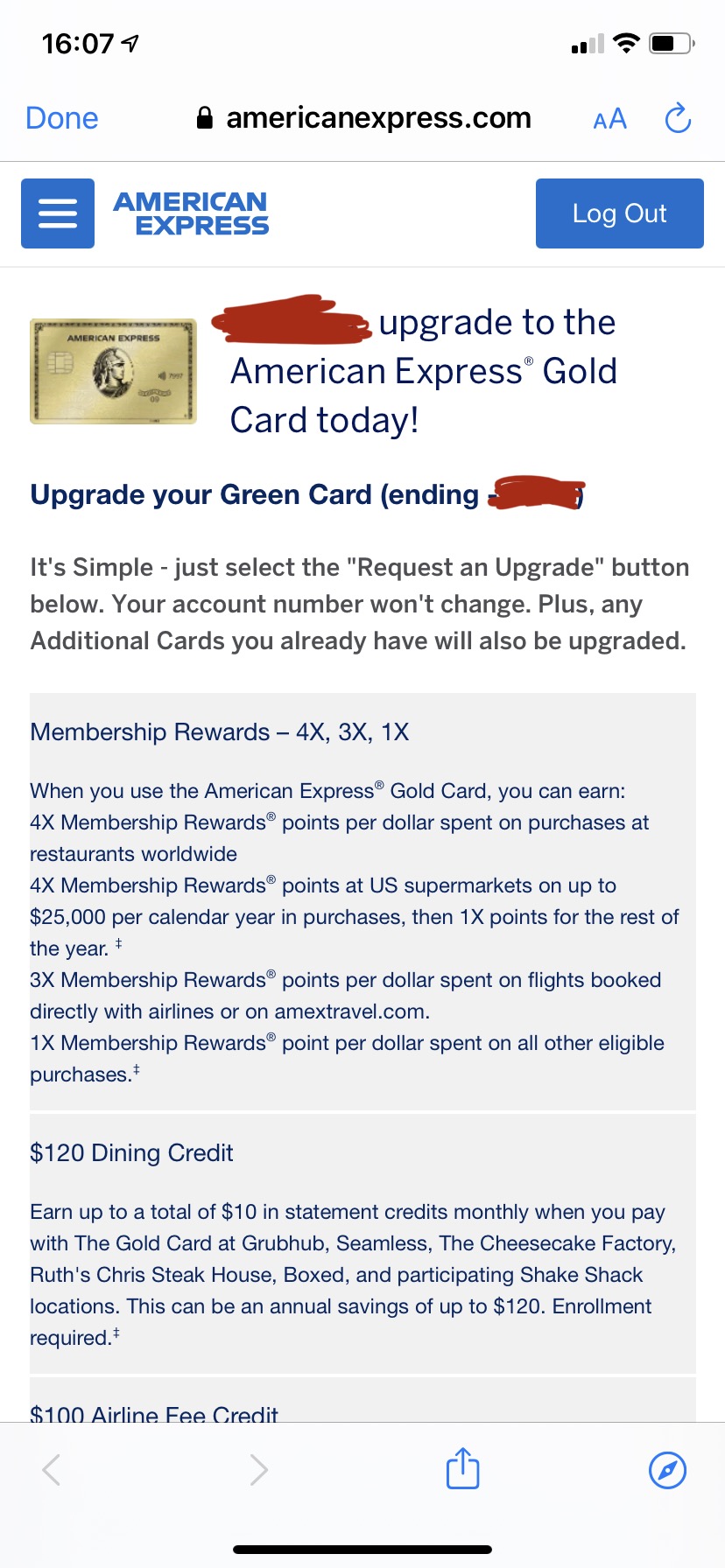 Amex Green Upgrade Offer To Gold 40k 2000 信用卡 美卡论坛