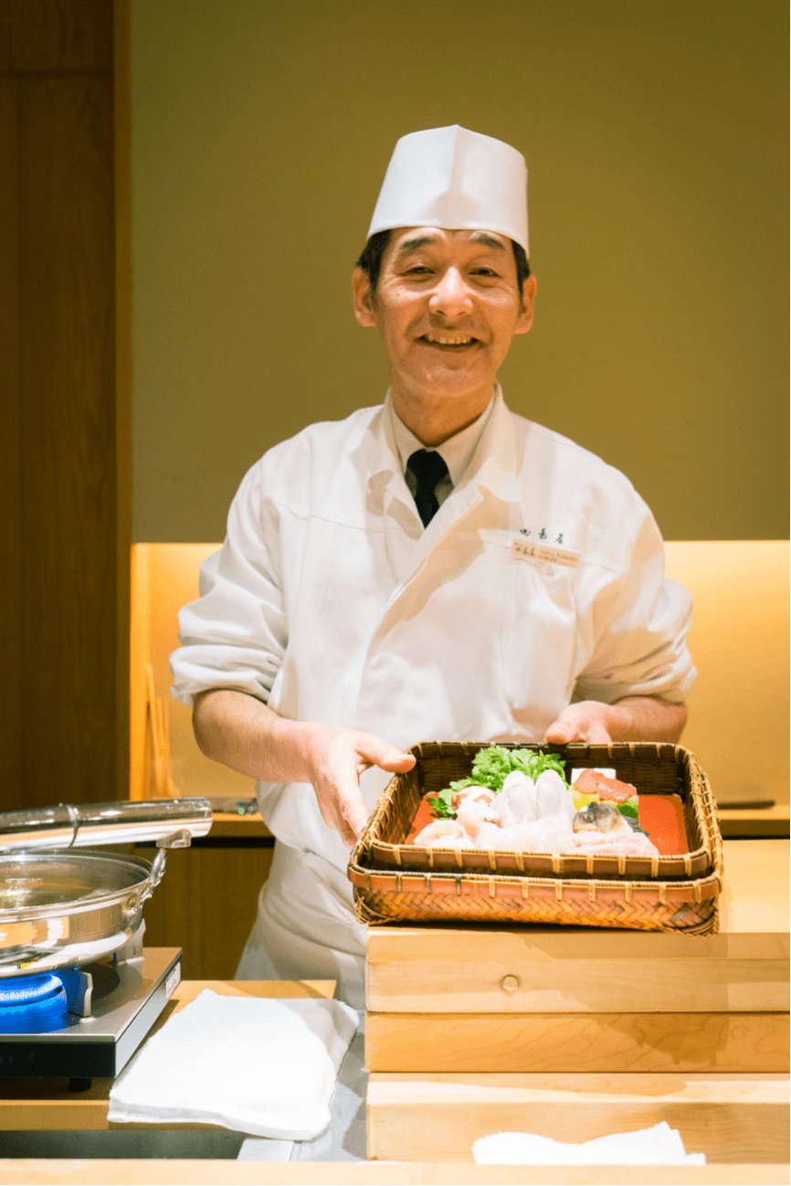 Dancing with fugu dinner at Usuki Fugu Yamadaya, a Michelin 3Star