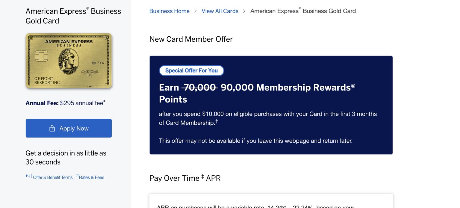Amex Business Gold Card Review (2021.5 Update 90k Offer) US Credit