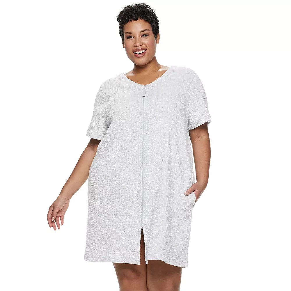 This Plus Size Croft & Barrow® WaffleKnit ZipFront Robe is the most