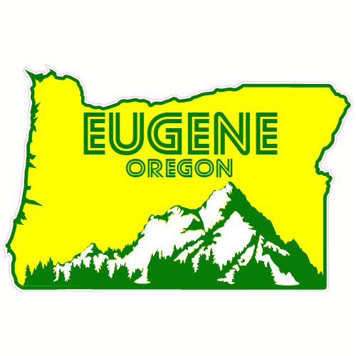 Eugene Oregon State Shaped Sticker U.S. Custom Stickers
