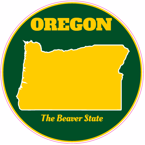 Oregon The Beaver State Circle Sticker U.S. Custom Stickers