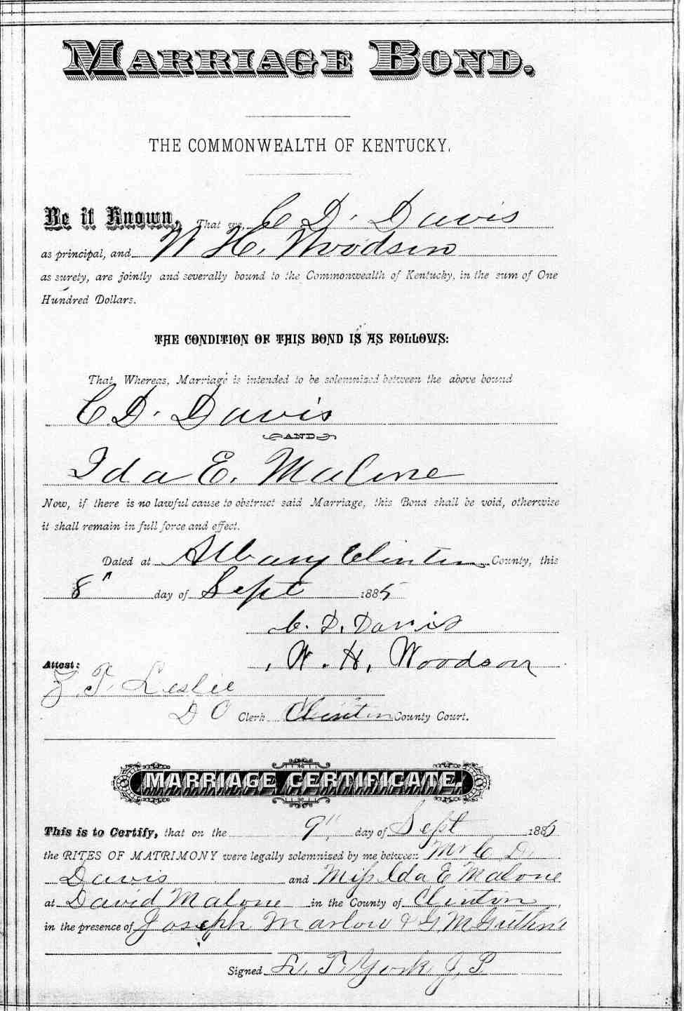 Clinton County Kentucky marriage records