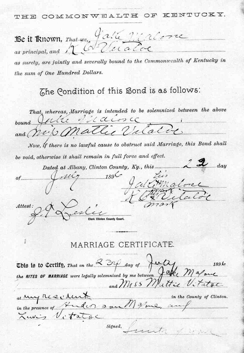 Clinton County Kentucky marriage records