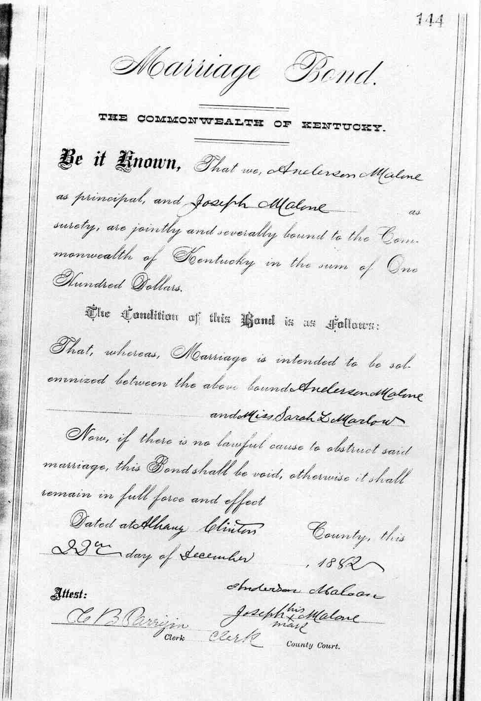 Clinton County Kentucky marriage records