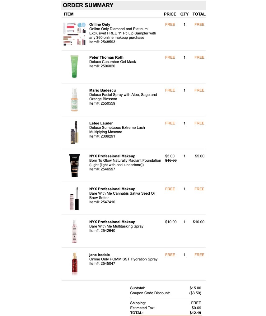 My Today's Ulta Order 11.50 + 11 pcs lip sampler + Free fullsize