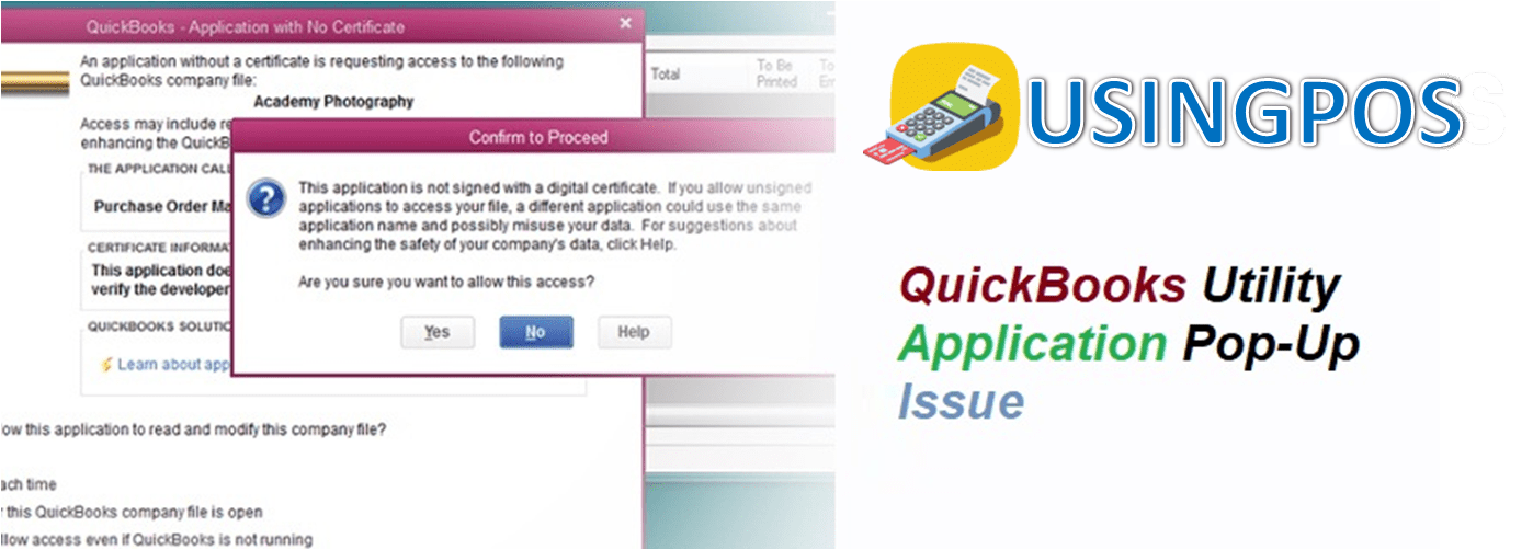 Fix QuickBooks Utility Application PopUp problem Get Help for UsingPOS