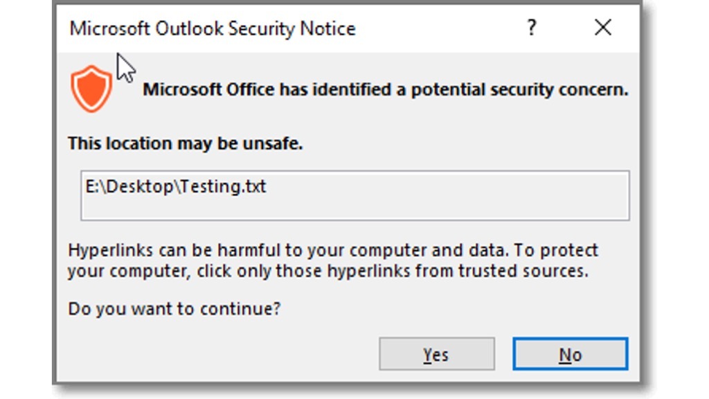 How to Remove the Warning About Unsafe Location When Clicking on