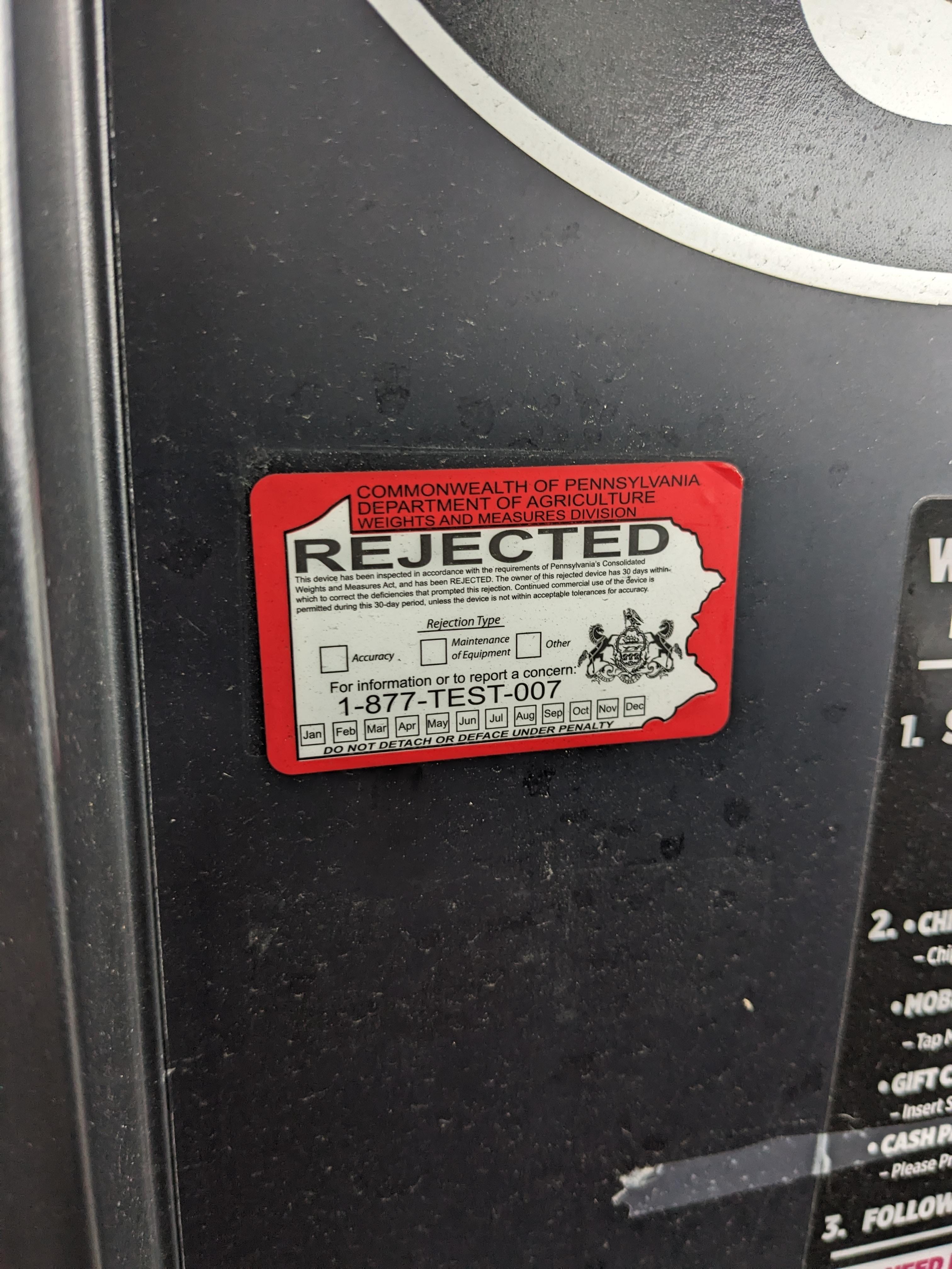 This gas station actually failed its weights and measures inspection at