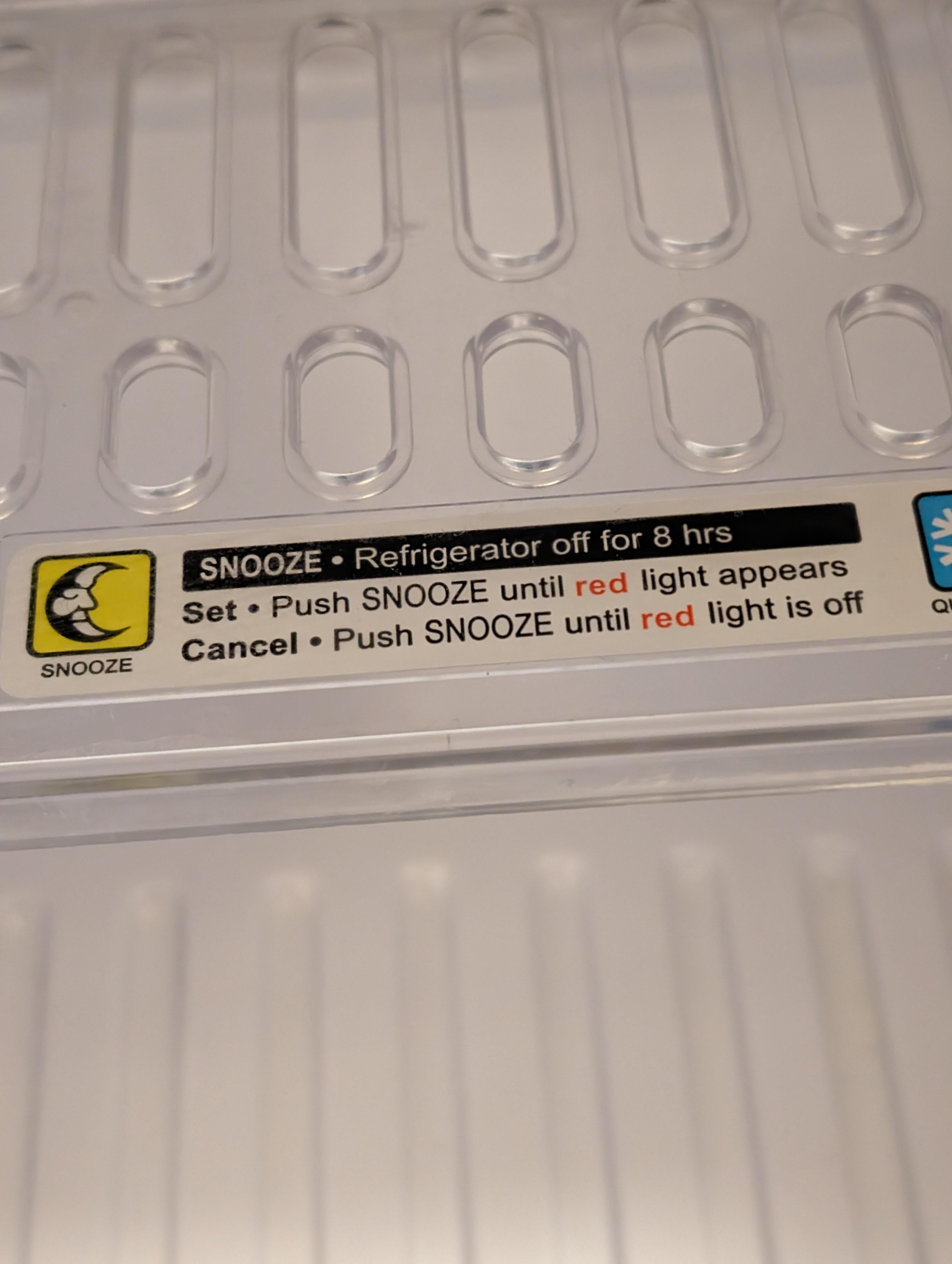 The mini fridge in my hotel room has a snooze button so it's not noisy