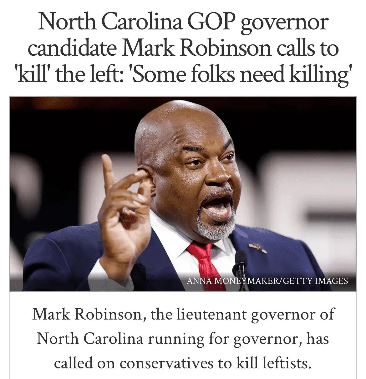 Mark Robinson, the lieutenant governor of North Carolina running for(08)