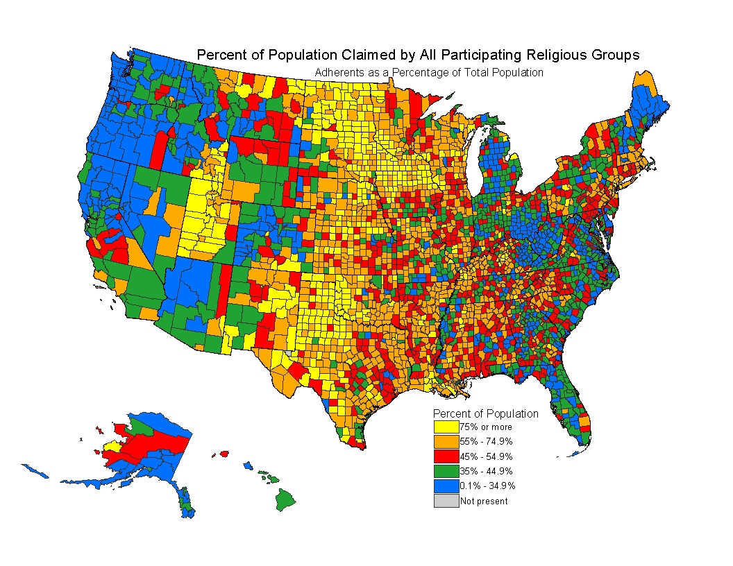 Maps from the 2000 Study U.S. Religion Census Religious Statistics
