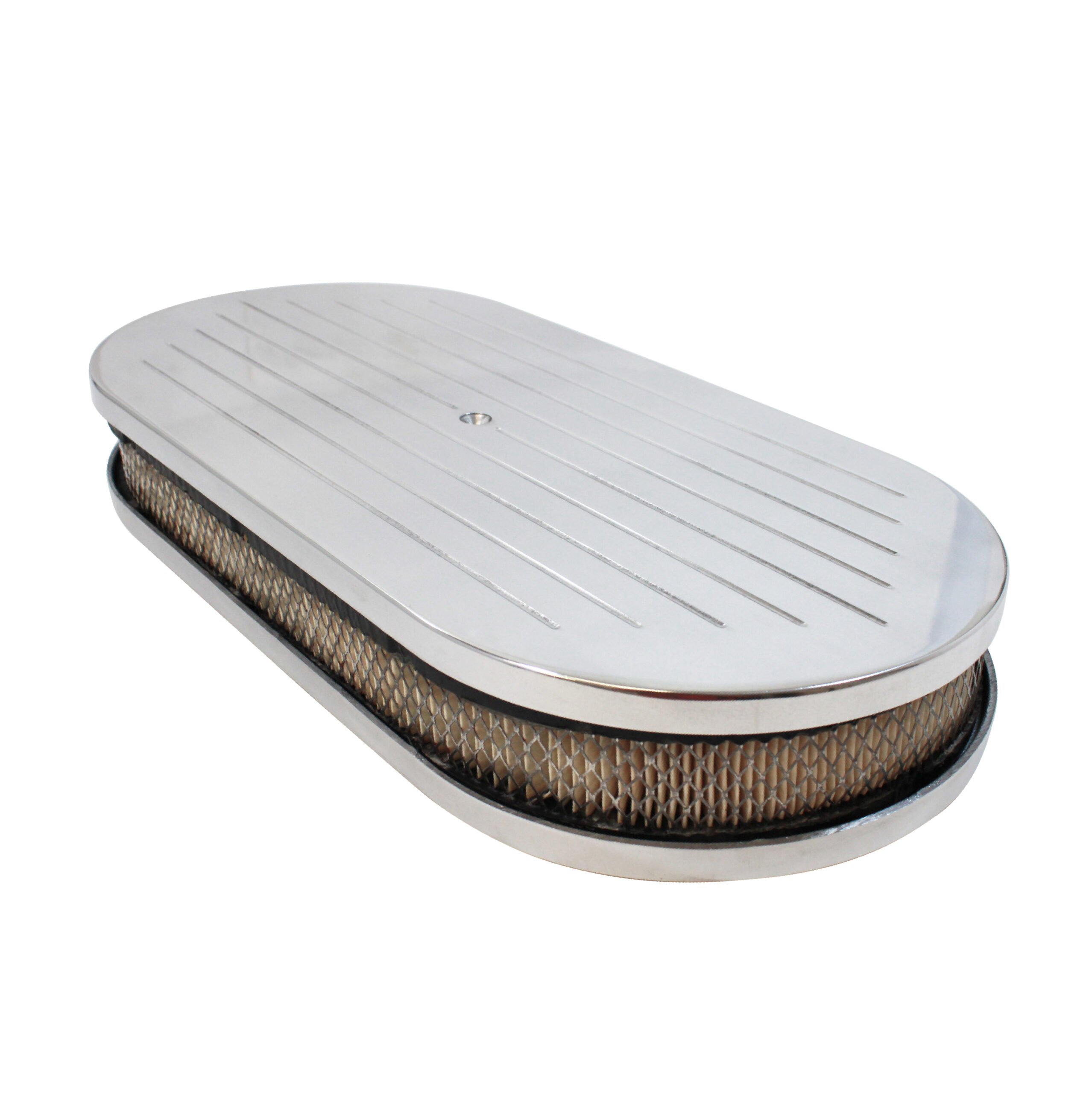 19″ x 2″ Ball Milled Dual Carb Oval Air Cleaner Set Racing Power Company