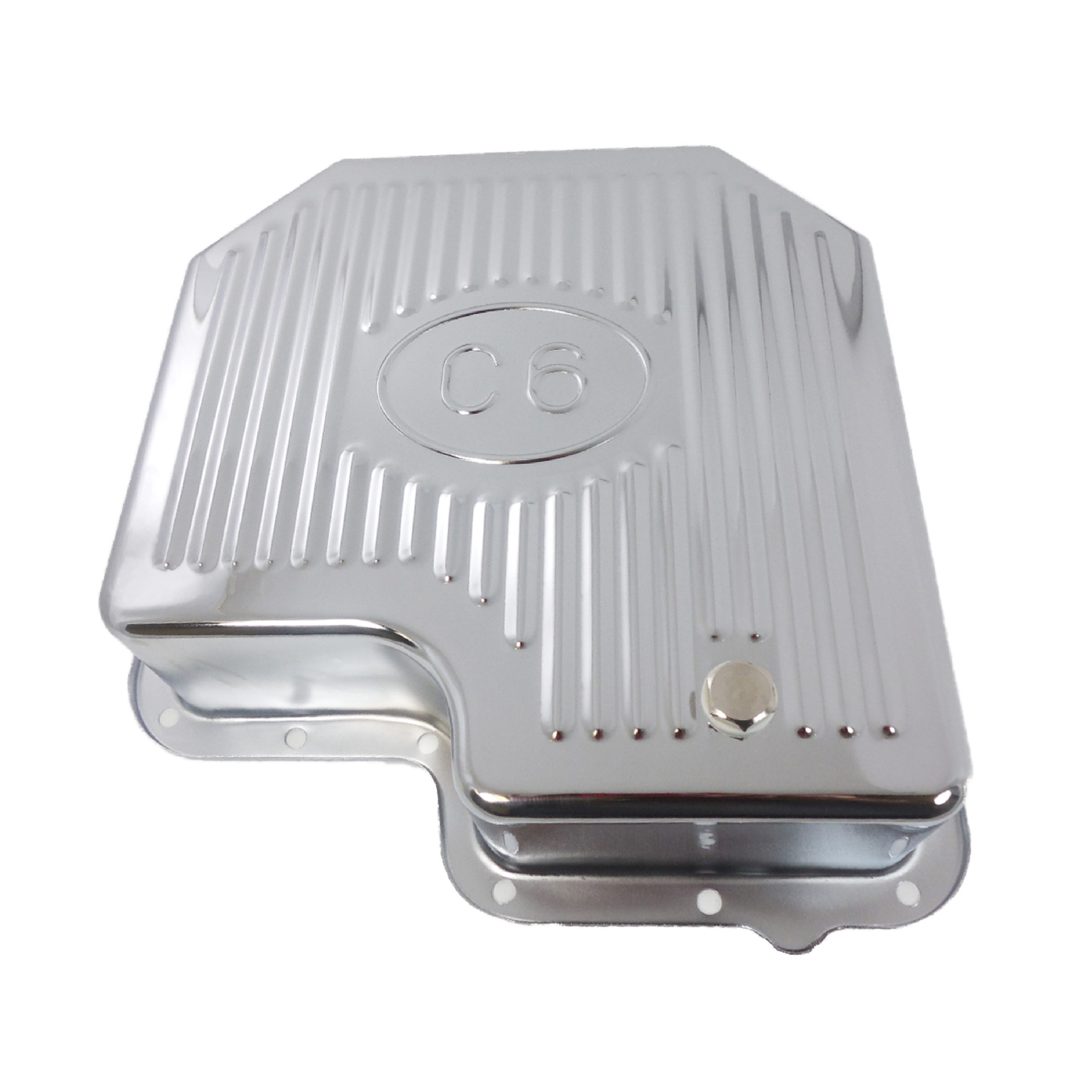 Ford C6 Steel Transmission Pan Extra Capacity Ribbed Racing Power
