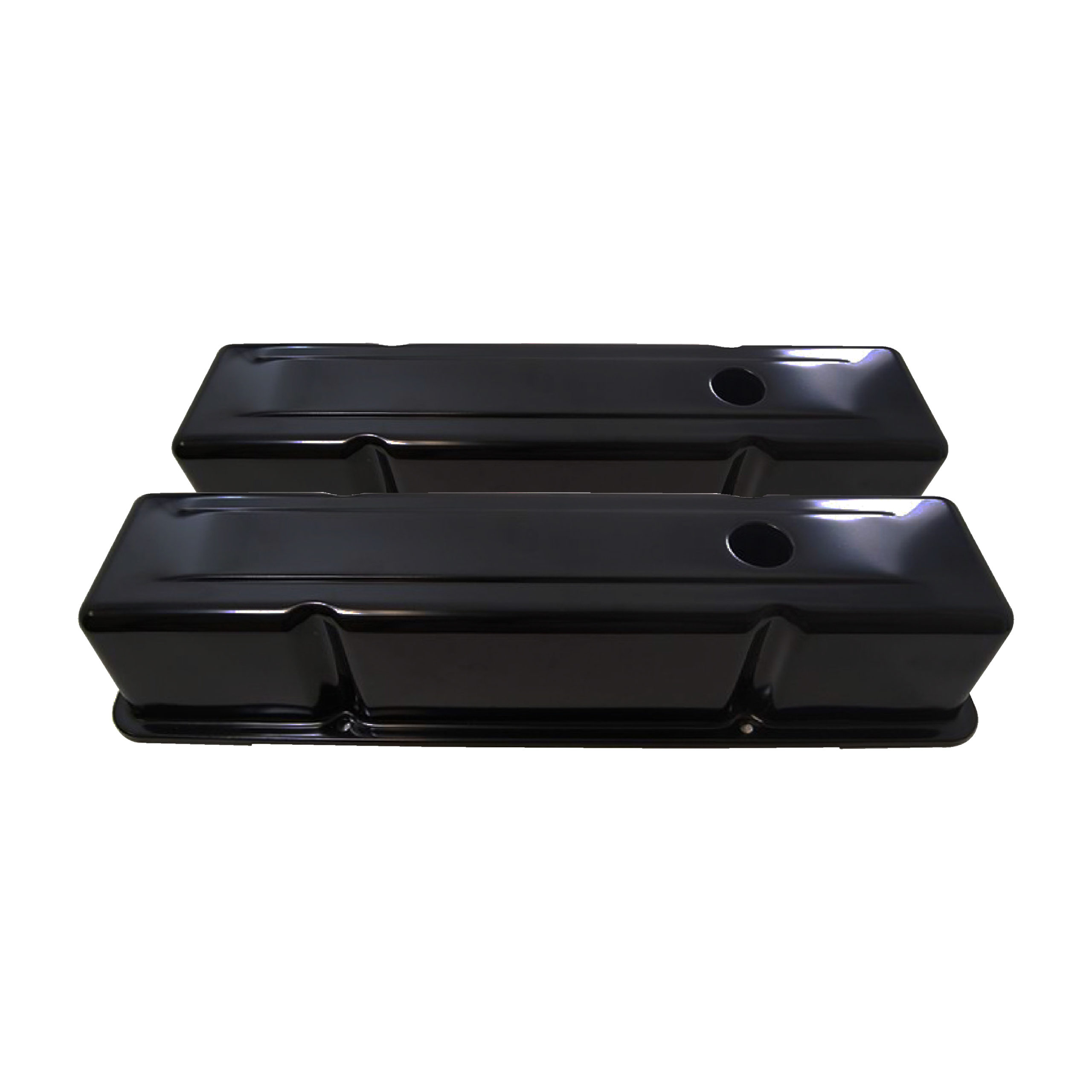 195886 SBC Tall Steel Valve Covers Black Racing Power Company