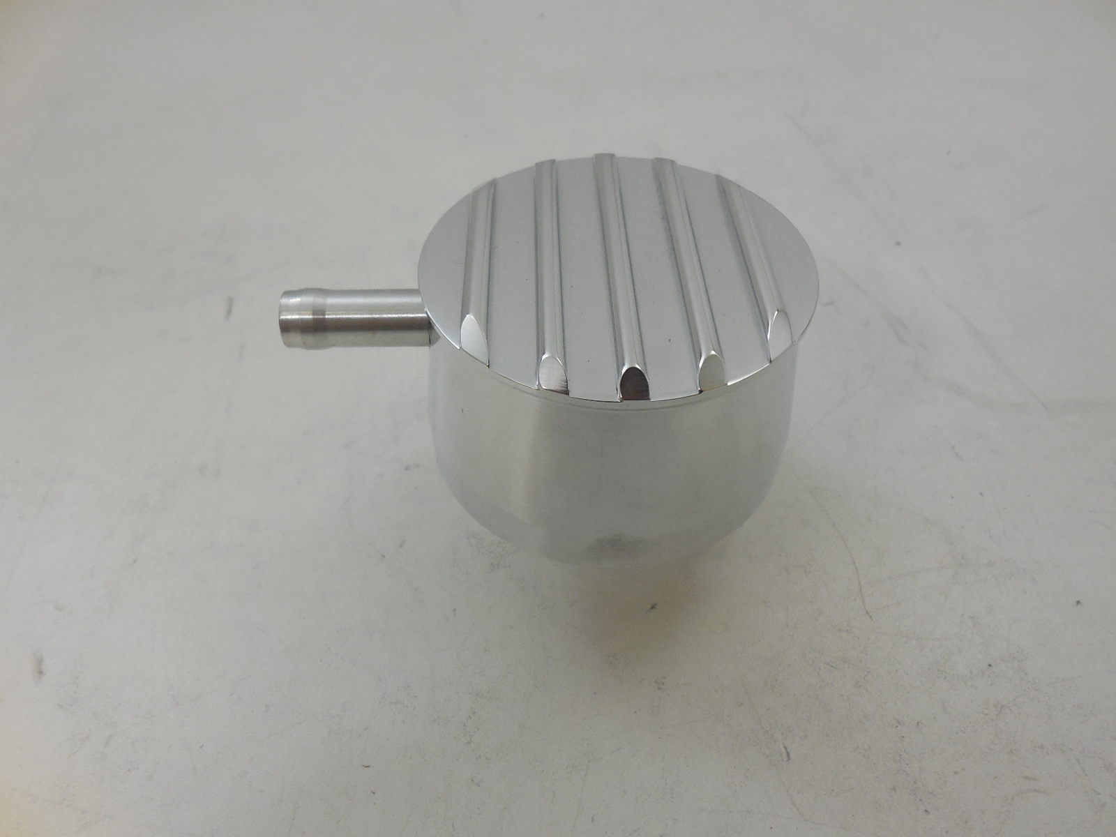 Finned Billet Aluminum PushIn Breather W/ PCV Tube Polished Racing